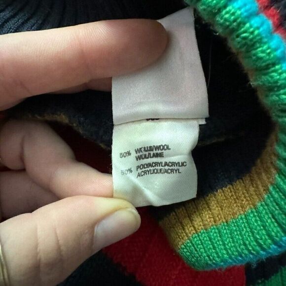 Vintage 1980s Mondi Rainbow Striped Wool Quarter Zip Ski Sweater West Germany - Picture 3 of 9